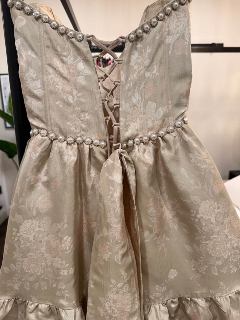 V. CHAPMAN| THE VIVIAN DRESS IN TAUPE WINDSOR BROCADE - Picture 9 of 12